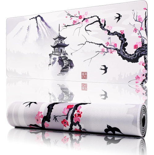 Large Gaming Mouse Pad Mat 11.8x23.6 Inches with Stitched Edge Non-Slip Rubber Base Washable Resilient for Office Computers Laptop Table Mouse Pads