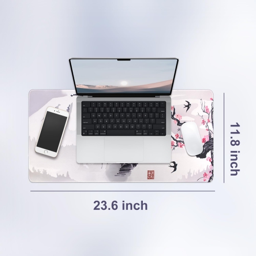 Large Gaming Mouse Pad Mat 11.8x23.6 Inches with Stitched Edge Non-Slip Rubber Base Washable Resilient for Office Computers Laptop Table Mouse Pads