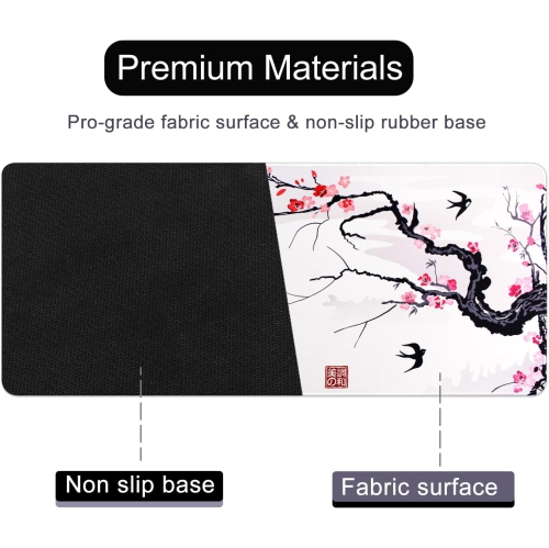 Large Gaming Mouse Pad Mat 11.8x23.6 Inches with Stitched Edge Non-Slip Rubber Base Washable Resilient for Office Computers Laptop Table Mouse Pads