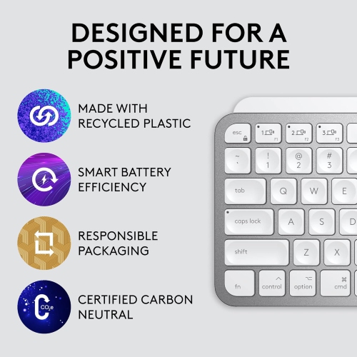 Open Box - Logitech MX Keys Mini TKL Bluetooth Scissor Mini MX Keys Switch Keyboard for Apple mac OS, iPad OS with Backlit Keys - Pale Gray