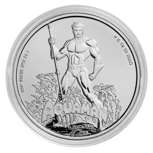 SAMOA  – 2023 1 OZ Aquaman Dc Comics Coin (Inc Capsule) – .999 Fine In Silver