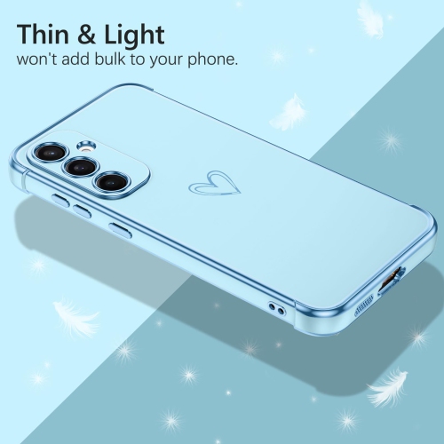 Case for Samsung Galaxy S25 Cute Heart Pattern Plating Cover for Women Girls Soft TPU with Camera & 4 Corners Shockproof Protection Slim Phone Case
