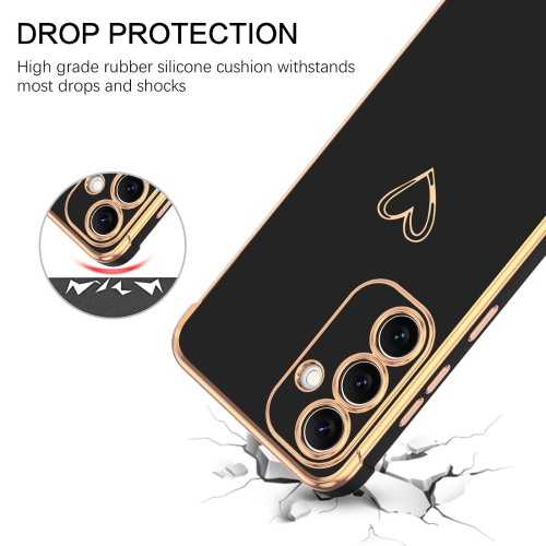 Pour Samsung S25 Étui Galaxy S25 Étui Plaqué Cover Cute Heart Pattern Soft TPU avec appareil photo et 4 coins Étui de téléphone mince antichoc pour