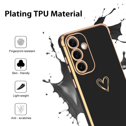 Pour Samsung S25 Étui Galaxy S25 Étui Plaqué Cover Cute Heart Pattern Soft TPU avec appareil photo et 4 coins Étui de téléphone mince antichoc pour