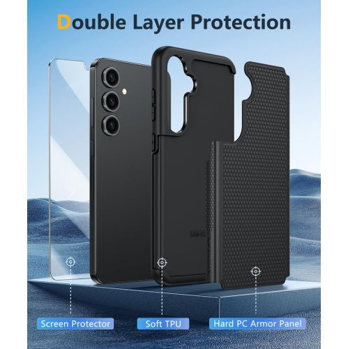 Samsung Galaxy S25 Case: Dual Layer Heavy Duty Cell Phone Protective Cover Shockproof Rugged with Non-Slip Textured - Military Drop Protection Bumper