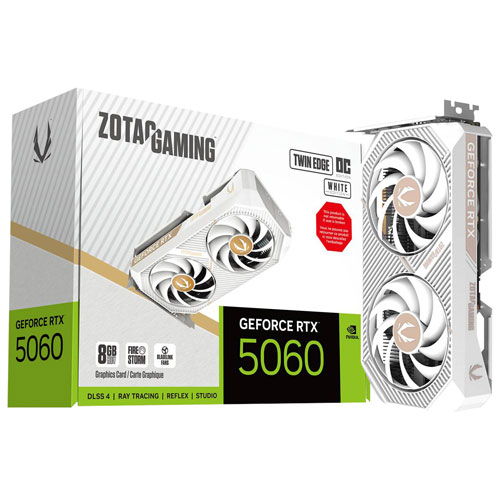 ZOTAC NVIDIA GeForce RTX 5060 Twin Edge OC White 8GB GDDR7 Video Card