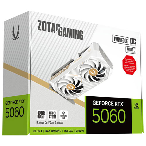 ZOTAC NVIDIA GeForce RTX 5060 Twin Edge OC White 8GB GDDR7 Video Card