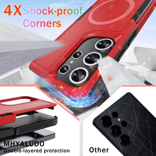 Samsung Galaxy S25 Ultra Case, with 1x Tempered Glass Screen Protector, Heavy Duty 360° Full Body Shockproof and Drop-Proof, Soft TPU & Hard PC