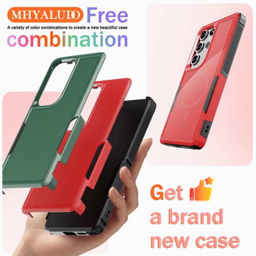 Samsung Galaxy S25 Ultra Case, with 1x Tempered Glass Screen Protector, Heavy Duty 360° Full Body Shockproof and Drop-Proof, Soft TPU & Hard PC