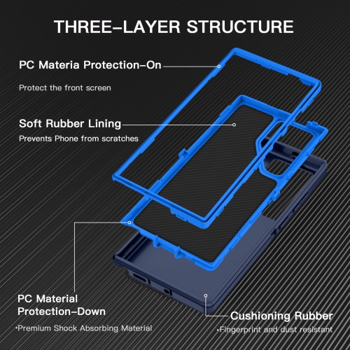 Pour Samsung Galaxy S25 Ultra Étui antichoc résistant à la poussière/aux chutes Protection complète 3 couches sans protecteur d'écran Étui robuste