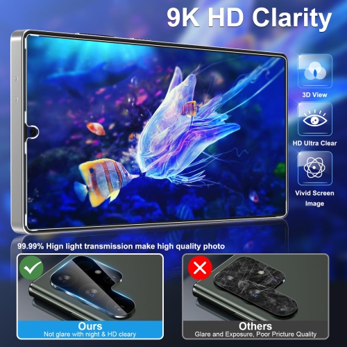 3+3 Pack for Samsung Galaxy S25 Ultra Screen Protector, 9H Tempered Glass,Fingerprint Compatible, HD Clear Case Friendly for Samsung S25 Ultra