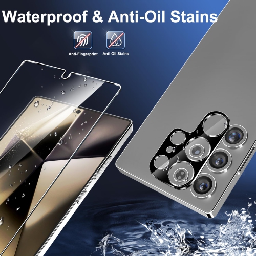 3+3 Pack for Samsung Galaxy S25 Ultra Screen Protector, 9H Tempered Glass,Fingerprint Compatible, HD Clear Case Friendly for Samsung S25 Ultra