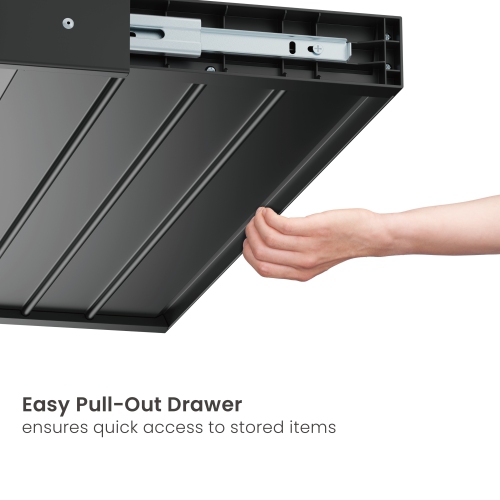 Under Desk Storage Drawer – Ultra Slim Pull-Out Organizer for Regular or Sit-Stand Standing Desks, Black