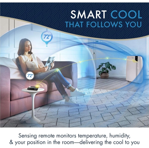 DeLonghi Portable Air Conditioner 12,000 BTU,cool large rooms up to 500 sq ft,remote,energy saving mode,extremely Quiet,AC Unit for