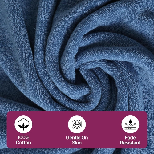 Serviettes de bain 100 % coton Beddora Premium, 27 x 54&nbsp;po, très douces, très absorbantes et séchage rapide - Bleu marine