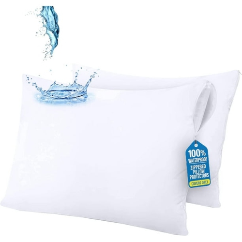 Beddora 2 Pack Pillow Protectors Size – Waterproof Zippered Pillow Case Covers, Bed Bug & Dust Mite Proof Pillow - Standard