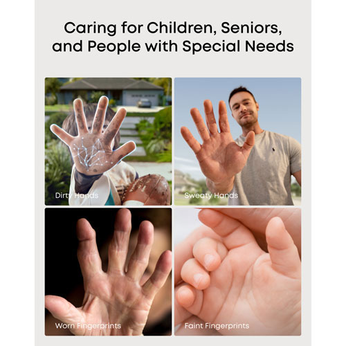 Serrure intelligente Wi-Fi à détection des veines de la paume FamiLock E35 d'eufy avec pavé numérique et clé - Noir