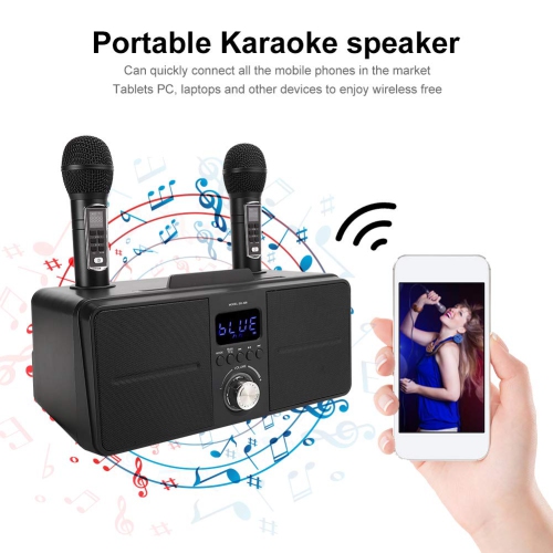 Haut-parleur de karaoké Bluetooth KTV Kit, équipement de karaoké avec double microphone pour la maison, auxiliaire USB universel Appareil vidéo