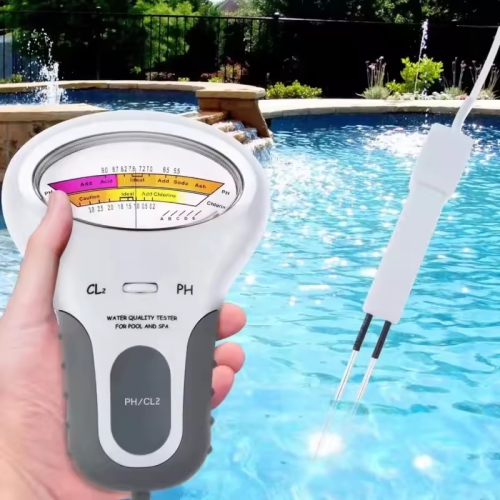 Testeur de piscine 2-en-1 Chlorine & PH, analyseur portatif de moniteur de surveillance d'analyse de la qualité de l'eau du spa, test de niveau CL2