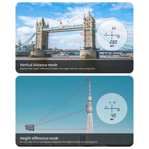 Golf Range Finder, 1000M 5 Modes ±1 yd Accuracy 6X Magnification Laser Distance Meter for Hunting Monocular Rangefinder