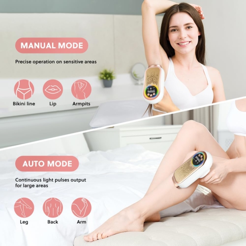 Épilateur laser IPL, épilateur laser 3 en 1 avec mode HR/SC/RA, lumière pulsée Power Epilator avec 9 niveaux, épilation laser pour tout le corps