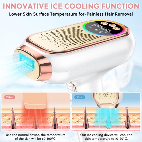 Épilateur laser IPL, épilateur laser 3 en 1 avec mode HR/SC/RA, lumière pulsée Power Epilator avec 9 niveaux, épilation laser pour tout le corps