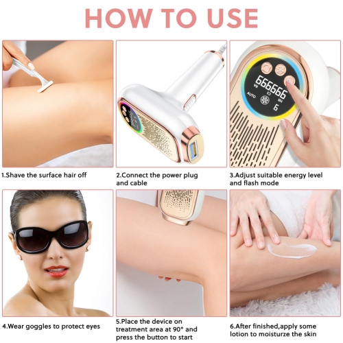 Épilateur laser IPL, épilateur laser 3 en 1 avec mode HR/SC/RA, lumière pulsée Power Epilator avec 9 niveaux, épilation laser pour tout le corps