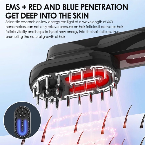 3 in 1 Blue and Red Light Micro Hair Growth Comb Electric Massage Device Health Scalp Massager Brush for Scalp Face Body