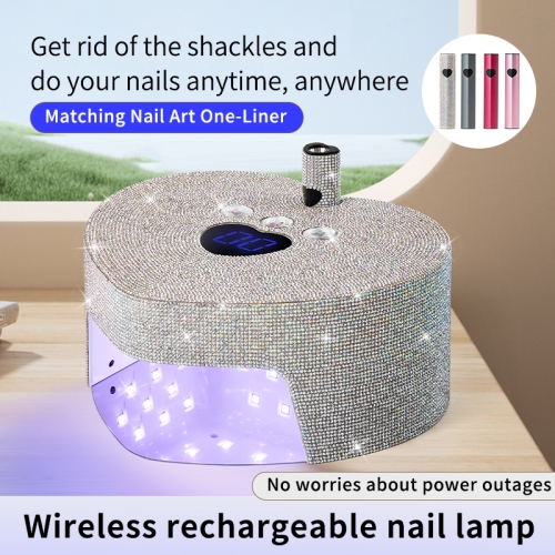 Rechargeable Uv Red Led Nail Lamp Cordless 86w Large Screen Nail Lamp With Rainbow Diamond