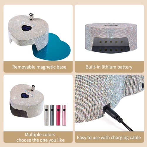 Rechargeable Uv Red Led Nail Lamp Cordless 86w Large Screen Nail Lamp With Rainbow Diamond