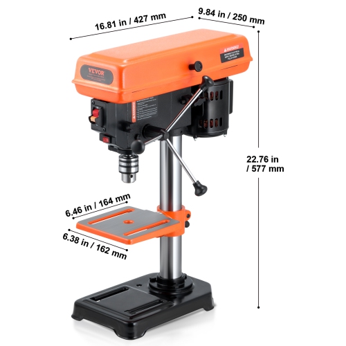 Perceuse-bancs VEVOR 8&nbsp;po, moteur à induction 2,5&nbsp;A, perceuse de table avec vitesse réglable 620/1140/1740/2340/3100 tr/min, table