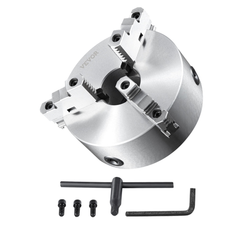 VEVOR 3-Jaw 10'' Lathe Chuck, Self-Centering, 0.24-9.84in/6-250mm Clamping Range, with T-key Screws & Hex Wrench, for Lathe 3D Printer Machining
