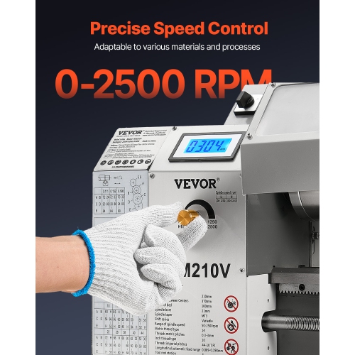 VEVOR 8x16 in Metal Lathe, 550W Benchtop Machine, 0-2500 RPM Variable Speed, with 0.0003in Spindle Accuracy, for Processing Precision Parts