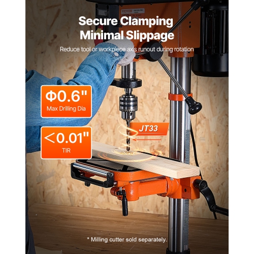 VEVOR 12 in Benchtop Drill Press, 5 Amp 120V, Variable Speed Cast Iron, 12" Swing Distance, 0-45° Tiltl Worktable with Laser Work Light, Tabletop