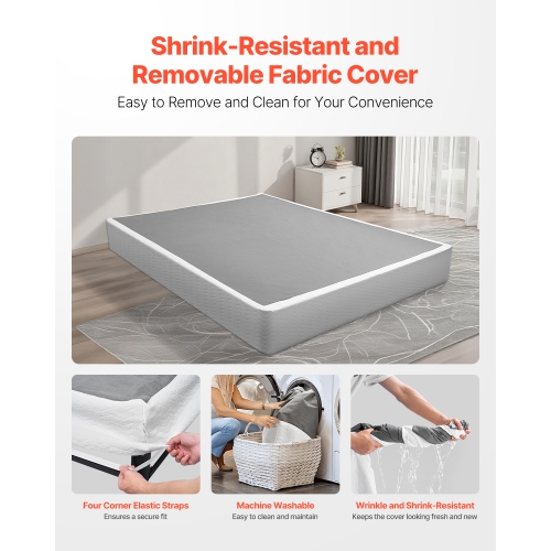 Sommier à ressorts VEVOR 79,1&nbsp;L x 59,6&nbsp;W x 9,1 H, cadre de grand lit avec tissu lavable, cadre en métal robuste, base de matelas 9&nbsp;po,