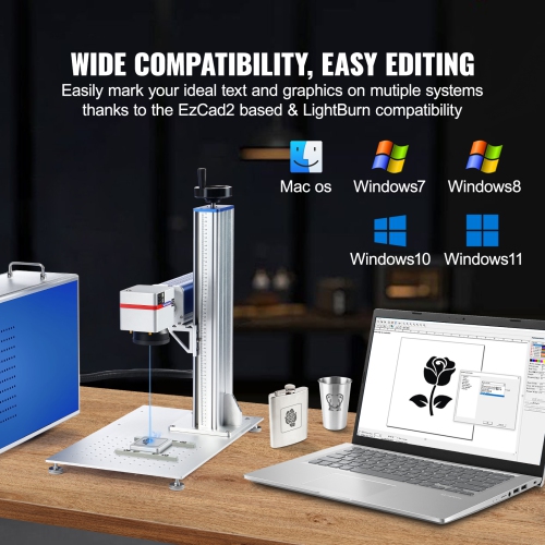 Marqueur laser à fibre VEVOR 30&nbsp;W, compatible&nbsp;avec LightBurn, machine à graver&nbsp;avec surface de travail de 5,9 x 5,9&nbsp;po, graveur à