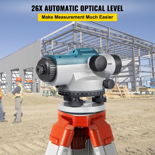 VEVOR 26X Automatic Optical Level, Optical Auto Level Kit, High Precision Height/Distance/Angle Level Measure, with Magnetic Dampened Compensator,