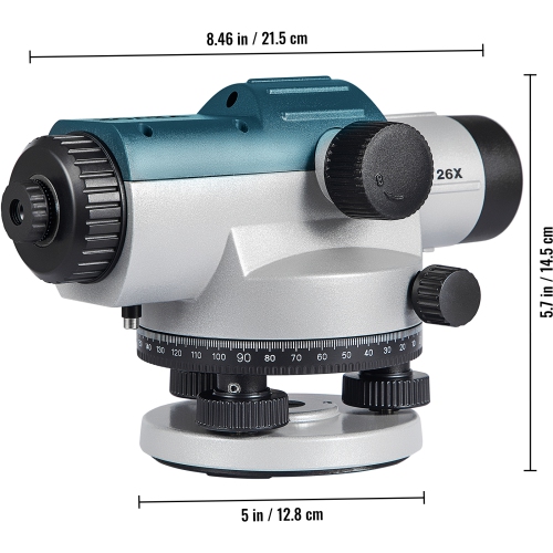 VEVOR 26X Automatic Optical Level, Optical Auto Level Kit, High Precision Height/Distance/Angle Level Measure, with Magnetic Dampened Compensator,