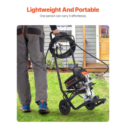 VEVOR 950W Stand Airless Paint Sprayer, 3000PSI High Efficiency Airless Sprayer With Cart, for Home Interior and Exterior Furniture and Fences, Fine