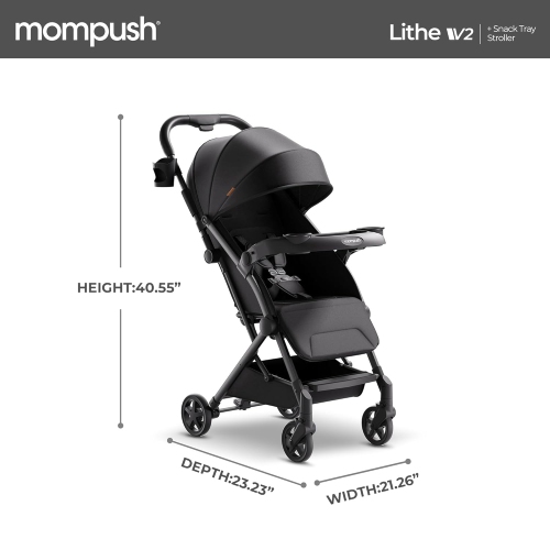 Poussette légère LITHE V2 de Mompush avec plateau à collation