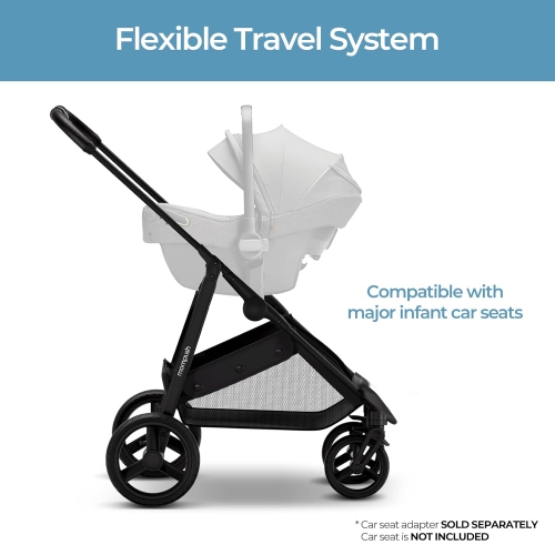 Poussette convertible 2-en-1 Wiz de Mompush avec mode berceau, poussette pliable pour bébé avec siège réversible et grand auvent avec FPU 50+