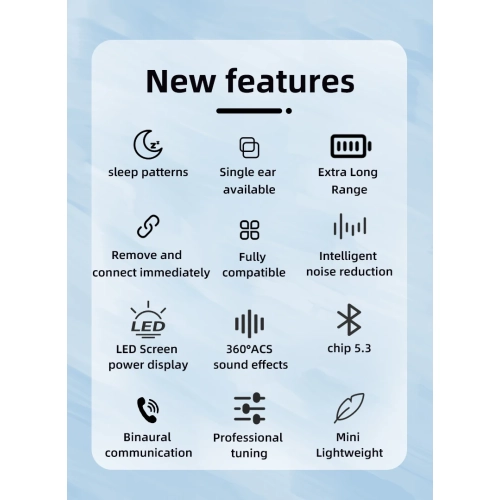 Mini Bluetooth Headphones Wireless Sleep Sports Game Invisible HIFI Headphones Suitable for Apple Huawei Android - White