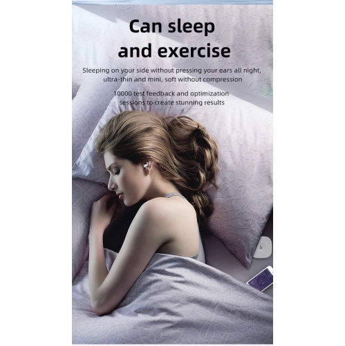 Mini Bluetooth Headphones Wireless Sleep Sports Game Invisible HIFI Headphones Suitable for Apple Huawei Android - White