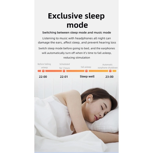 Mini Bluetooth Headphones Wireless Sleep Sports Game Invisible HIFI Headphones Suitable for Apple Huawei Android - White