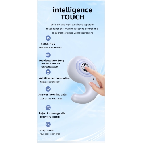 Mini Bluetooth Headphones Wireless Sleep Sports Game Invisible HIFI Headphones Suitable for Apple Huawei Android - White