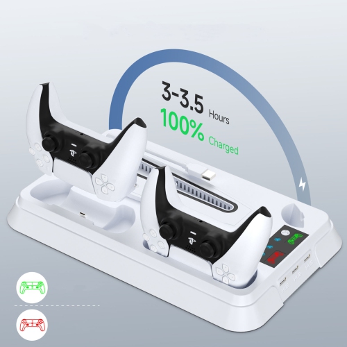 PS5PRO/PS5Slim/PS5 Multi-function Console Cooling Base Colorful Base PS5 Controller Charging - Piano Model with Colorful Black