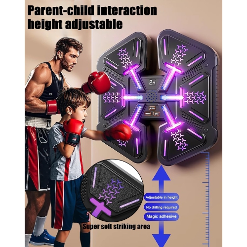Music Smart Boxing Machine with Parent-child Set Gloves, Wall-mounted Fitness Equipment, Suitable for Family, Children, Teenagers, Birthday Gifts
