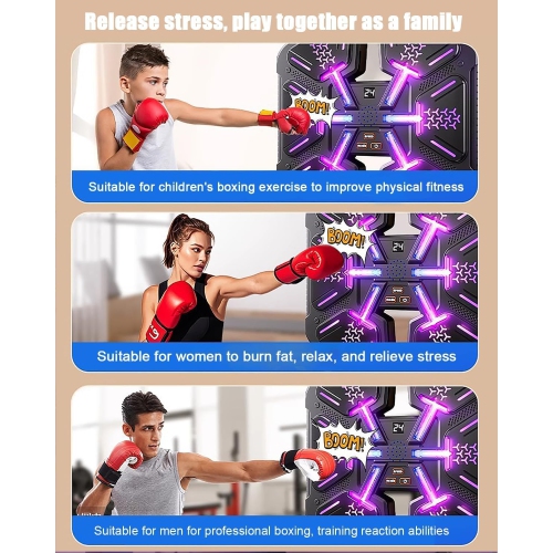 Music Smart Boxing Machine with Parent-child Set Gloves, Wall-mounted Fitness Equipment, Suitable for Family, Children, Teenagers, Birthday Gifts