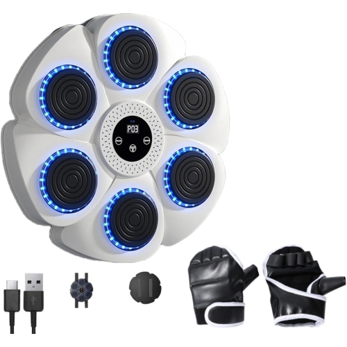 Wall-mounted boxing pad, musical boxing machine with half-finger gloves，fitness training equipment, helps to burn fat and lose weight