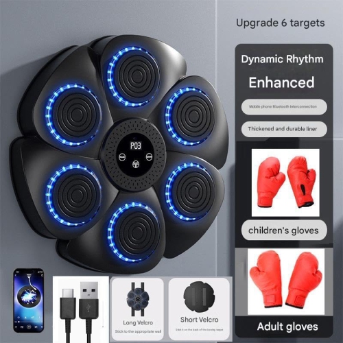 Wall mounted boxing mat, music boxing machine with gloves for adults and kids, fitness training equipment, helps to burn fat and lose weight